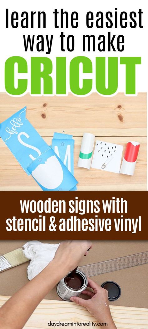 Creating Stencils With Cricut, Wooden Signs Cricut Diy, Stencil With Cricut Wood Signs, Best Paint For Wood Signs, How To Make Wooden Signs With Cricut, Cricut Wooden Signs Vinyl Lettering, Vinyl Stencils For Wood Signs, Wooden Cricut Signs, How To Make A Sign With Cricut