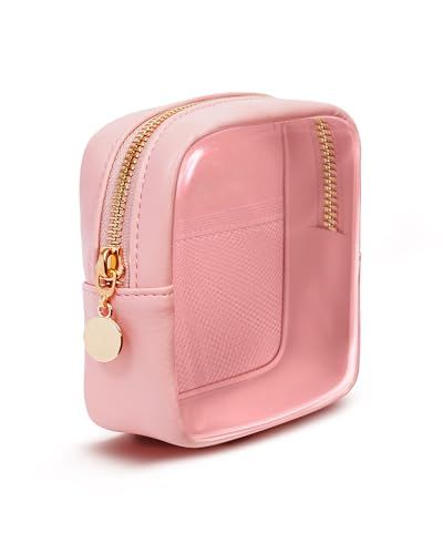 Clear Makeup Bag for Handbag, Mini Make Up Bag for Purse, Small Makeup Pouch for Women, Small Cosmetic Bag with Slip-in Pockets Eco Vegan Leather, Pink (Patent Pending) Clear Makeup Bag, Small Makeup Pouch, Back To School Makeup, Mini Makeup Bag, Small Cosmetic Bag, Clear Makeup, Make Up Pouch, Clear Makeup Bags, Baby Luggage