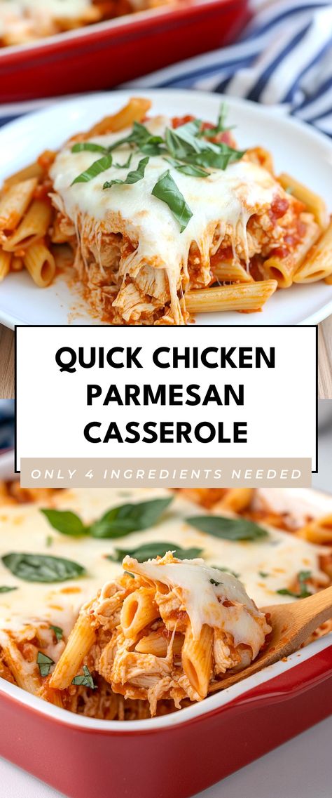 Image for Quick Chicken Parmesan Casserole Eating Well Chicken Parmesan Casserole, Rotisserie Chicken Parmesan Casserole, Cozy Chicken Recipes, Chicken Parm Bake, Chicken Casserole Healthy, Quick Chicken Parmesan, Easy Chicken Parmesan Casserole, Chicken Parm Casserole, Chicken Parmesan Casserole Recipe