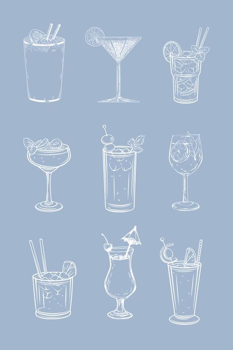 Retro Wedding Stationery, Earthy Tattoos, Light Tattoo, Blue Drinks, Cute Easy Doodles, Pick Your Poison, New Year's Eve Celebrations, Garden Design Plans, Cozy Room Decor