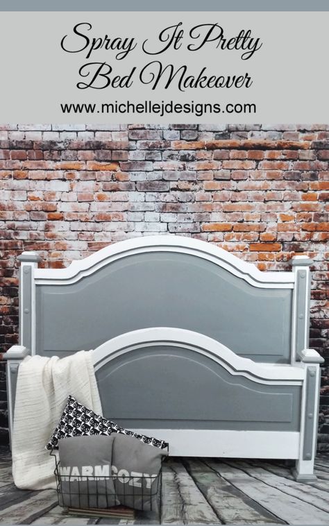 A Pretty Headboard That Will Make Your Head Spin :http://michellejdesigns.com/a-pretty-headboard-that-will-make-your-head-spin/ Tjoko Paint Ideas Bedroom, Paint Headboard Ideas, Chalk Paint Headboard Ideas, Painting Headboard Ideas, Painted Headboard Ideas, Refurbished Headboard, Pretty Headboard, Headboard Makeover, Painted Headboard