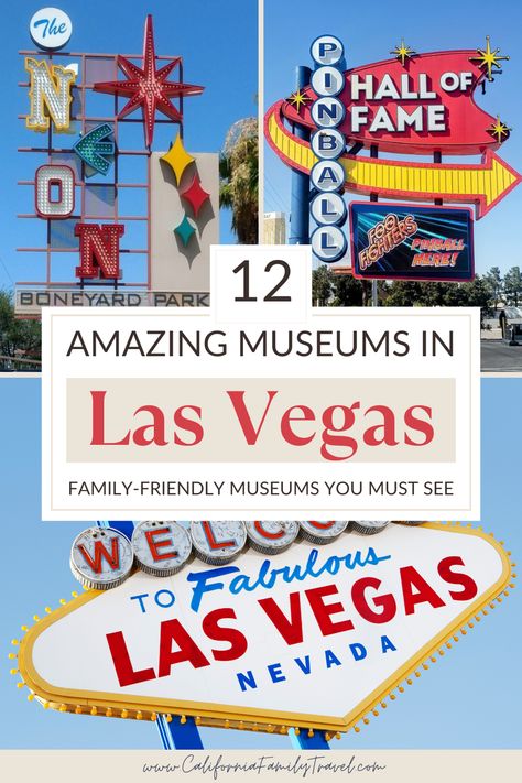 Is Vegas on your summer bucket list? Looking for fun and unique things to do in Las Vegas? Don't miss these 12 family-friendly Las Vegas museums that are interesting, entertaining, and quintessentially Vegas! From interactive experiences at the Mob Museum to learning about Nevada's place in American history at the Nevada State Museum, to the totally free Pinball Hall of Fame, you need to add these Las Vegas museums to your itinerary. Las Vegas Museums, Las Vegas Free Things To Do, Mob Museum Las Vegas, Mob Museum, Las Vegas With Kids, Museums In Las Vegas, Vegas Travel, Neon Museum, Nevada State