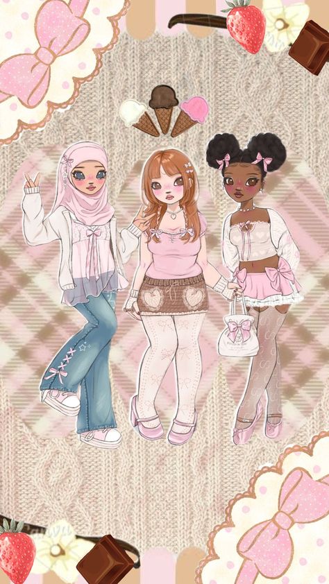 Neopolitan girls #Neopolitan#neopolitianaesthetic #outfit#outfits#hajabi#hijabifashion #hijabi#vanilla#choclate#strawberry#wallpaper#icecream#neopolitain#pink#white#cream#brown#girly#bows#fit#fitideas#fashion#doll White Brown Outfit, Strawberry Wallpaper, Brown Outfit, Fashion Doll, White Cream, Pink And White, Fashion Dolls, Art Inspo, Pink White