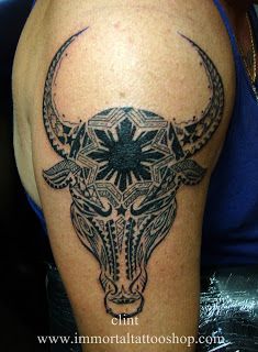 IMMORTAL TATTOO SHOP, Tiendesitas Mall, (handicraft) Frontera verde Ortigas ave. cor. C5 road Ortigas center Pasig City, Manila Philippin... Filipino Carabao Tattoo, Carabao Tattoo, Pinoy Tattoo, Philippine Tattoo, Eye Catching Tattoos, Filipino Folklore, Philippines Tattoo, Filipino History, Filipino Tattoo