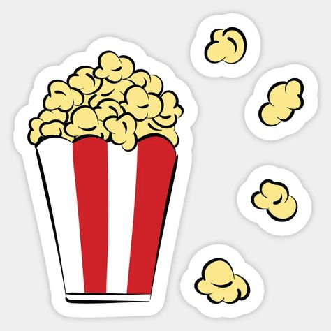 Popcorn Illustration Drawing, Movie Night Drawing, Popcorn Bucket Printable, Popcorn Doodle, Popcorn Drawing Simple, Movie Night Stickers, Popcorn Clipart, Popcorn Drawing, Popcorn Illustration