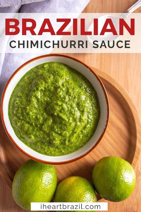 You'll love this cilantro chimichurri sauce recipe with a twist, aka Brazilian chimichurri! It's easy to make and tastes great with grilled meats! | Brazilian chimichurri sauce | chimichurri recipe | chimichurri steak sauce | chimichurri sauce with cilantro | chimichurri chicken recipe | easy chimichurri sauce cilantro #chimichurri #Brazilian Brazilian Chimichurri Sauce, Chimichurri Sauce Cilantro, Brazilian Sauce, Cilantro Chimichurri Sauce Recipe, Authentic Chimichurri Recipe, Cilantro Chimichurri Sauce, Easy Chimichurri Sauce, Pesto Uses, Cilantro Chimichurri