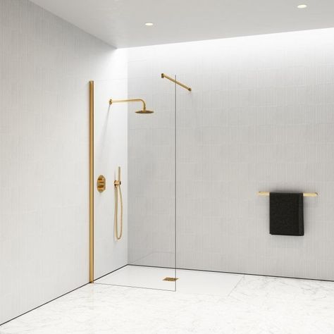 Walk In Shower Enclosures, Wet Room Shower, Stone Shower, Gold Shower, Most Luxurious Hotels, Hotel Luxury, Gold Bathroom, Wall Mounted Toilet, Large Bathrooms