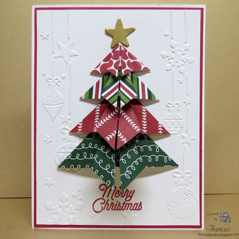 A Place of  Creativity   and Happiness Origami Christmas Tree Card, Origami Tree, Origami Christmas Tree, Merry Monday, Monday Christmas, Filigree Frame, Christmas Tree Card, Origami Decoration, Christmas Crafts To Sell