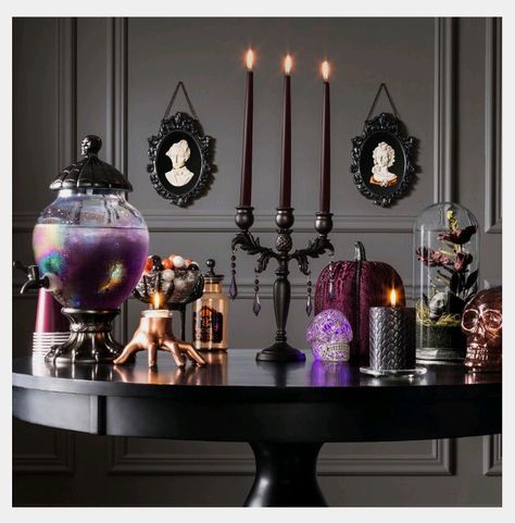 Screenshot of Addams Family Halloween Decor at @Target Target Halloween Decor, Stylish Halloween Decor, Elegant Halloween Decor, Halloween Living Room, Table Halloween, Halloween Decor Diy, Target Halloween, Casa Halloween, Halloween Iii