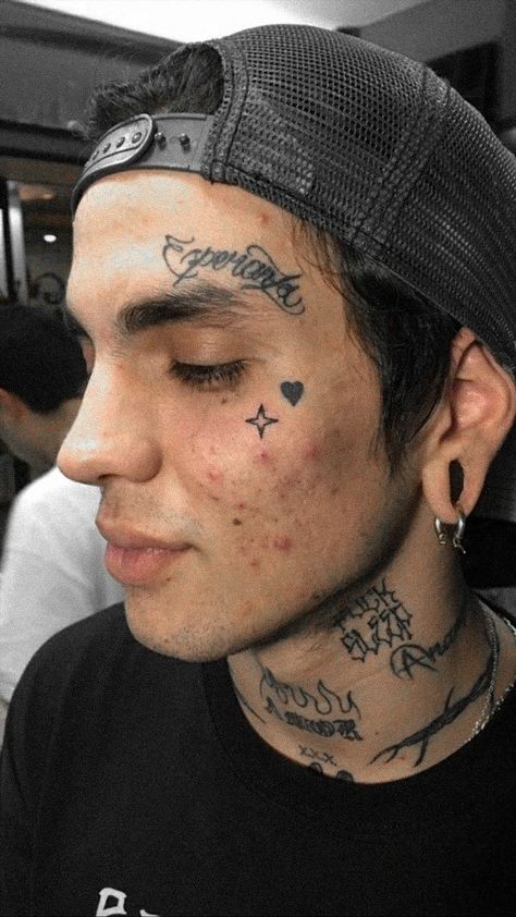 Over Eyebrow Tattoo, Easy Face Tattoos, Over The Eyebrow Tattoo, Mini Face Tattoo, Tattoo Over Eyebrow, Face Tats Men, Small Face Tattoo Men, Cross Face Tattoo, Red Face Tattoo