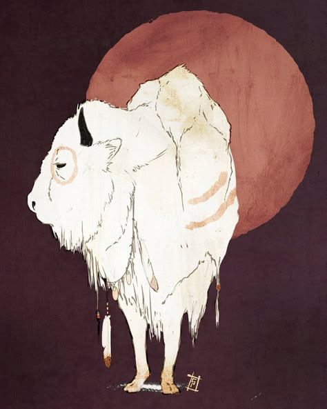 Native Buffalo Art, White Buffalo Painting, White Buffalo Tattoo, Buffalo Sketch, Buffalo Illustration, Buffalo Drawing, Native Paintings, Buffalo Tattoo, The White Buffalo