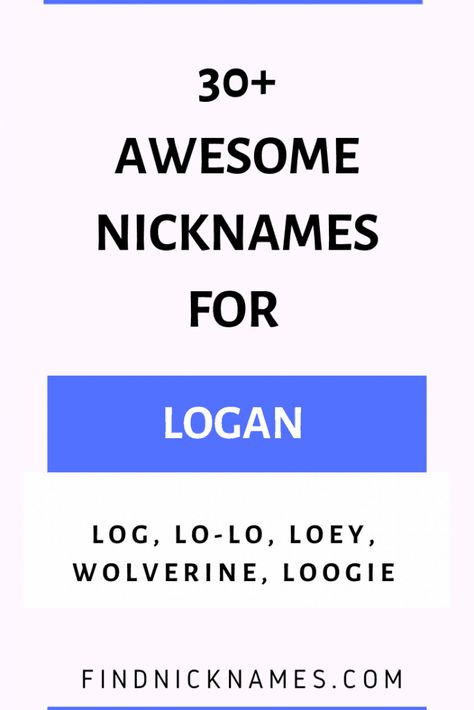 30+ Awesome Nicknames for Logan — Find Nicknames Tomboy Names, Wolverine Character, Baby Nicknames, Logan Marshall Green, Good Nicknames, Cute Nicknames, Gender Neutral Names, Drama Tv Series, Name List