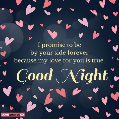 I promise to be by your side forever because my love for you is true. Good Night. Night My Love Quotes, Good Night Babe, Funny Good Night Images, Good Night My Love, My Love Quotes, Night My Love, Romantic Good Night Messages, Sweet Dreams My Love, Good Night To You