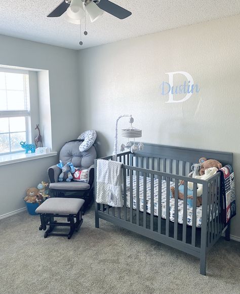 Baby boy nursery, DIY blue & gray Boys Nursery Blue, Baby Boy Nursery Blue, Boy Nursery Blue, Boy Nursery Inspiration, Nursery Inspiration Boy, Nursery Blue, Grey Nursery, Future Apartment Decor, Boys Nursery