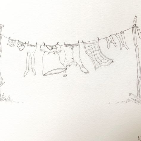 Laundry Line Art, Laundry Line Tattoo, Washing Line Tattoo, Clothing Line Tattoo, Washing Line Drawing, Laundry Tattoo, Clothes Line Tattoo, Clothesline Tattoo, Clothes Line Drawing