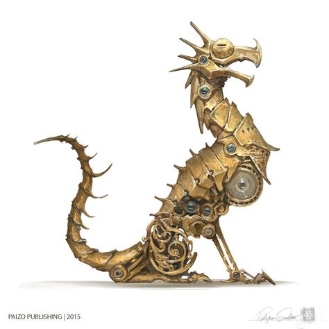 Clockwork Dragoline by 000Fesbra000 on DeviantArt Clockwork Construct, Clockwork Animal, Clockwork Automaton, Steel Defender, Clockwork Dragon, Steampunk Creatures, Robot Dragon, Steampunk Dragon, Steampunk Animals