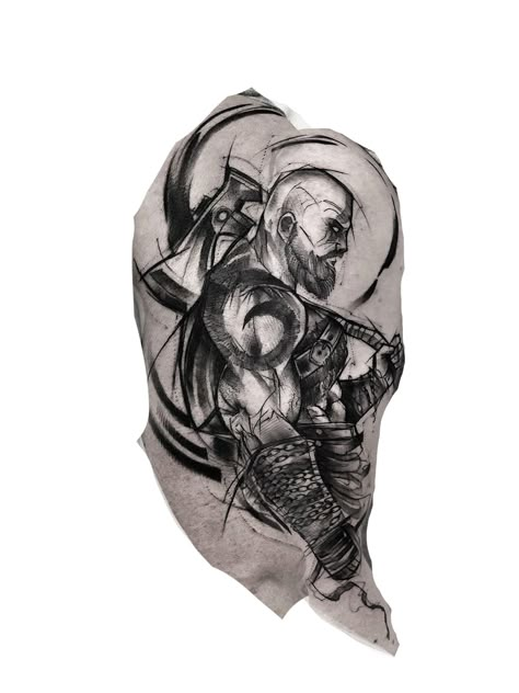 Kratos Tattoo Ideas, Kratos Tattoo Design, Valhalla Tattoo, Tatuaje Trash Polka, Tupac Art, Samurai Tattoo Design, Ganesha Tattoo, Marvel Tattoos, Cool Arm Tattoos