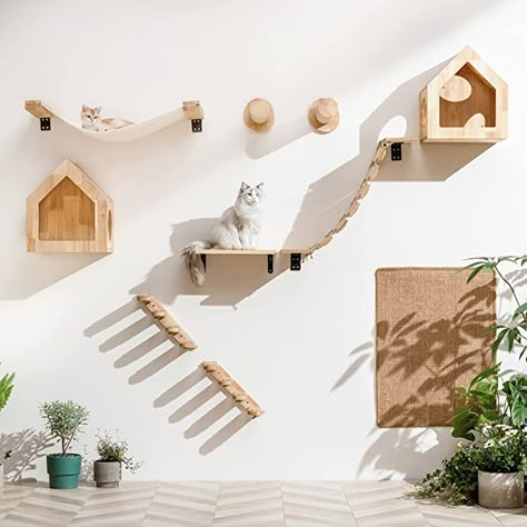 Cat Wall Ideas, Cat Walls, Diy Cat Shelves, Cat Climbing Shelves, Cat Climbing Wall, Cat Ladder, Cat Climber, Cat Stairs, Cat Wall Shelves