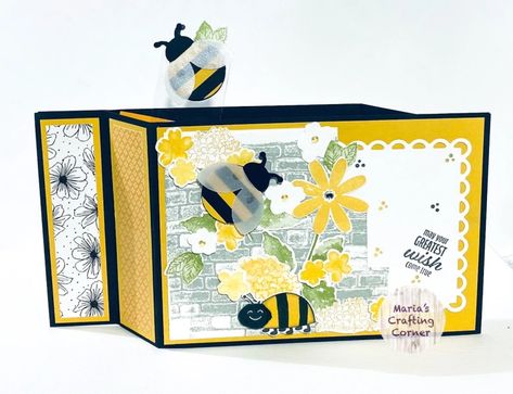 Wiper Card Tutorial, Flying Bee, Crafting Corner, Fancy Fold Card Tutorials, Bee Cards, Interactive Cards, Fancy Fold Cards, Card Tutorial, Butterfly Cards