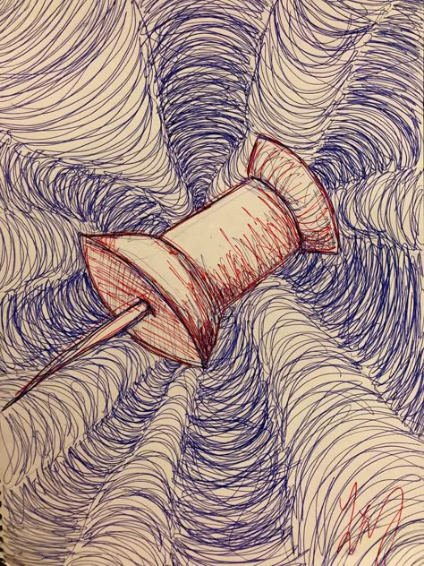 trippy ballpoint pen drawing, black blue and red ballpoint pen, optical illusion, trippy pattern art Blue And Red Pen Drawing, Nostalgic Songs, Trippy Patterns, Bulletin Journal, Ballpoint Pen Art, Horror Drawing, Weird Drawings, Blue Drawings, Ballpoint Pen Drawing