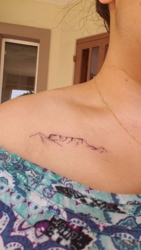 Loved my time in Cape Town SO much, I had to get Table Mountain <3 Table Mountain Tattoo Cape Town, Cape Verdean Tattoo, Cape Town Tattoo Ideas, Table Mountain Drawing, Table Mountain Tattoo, Cape Town Tattoo, British Tattoo Ideas, South Africa Tattoo, Body Journal