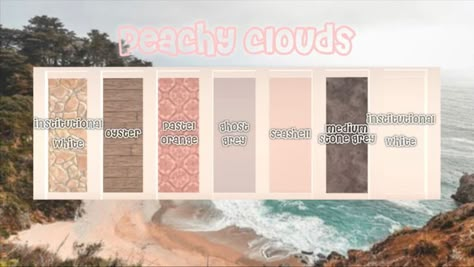 Aesthetic Color Schemes On Bloxburg! | Roblox Bloxburg | House color palettes, House color schemes, House colors Bloxburg Wall Colors, Bloxburg Color Schemes, Aesthetic Keys, Exterior House Colors Bloxburg, Blocksburg House, House Color Schemes Interior, Modern House Colors, Bloxburg Aesthetic, Bloxburg Layout