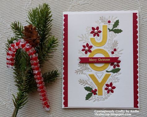 Spellbinders Joy Die Cards, Christmas Cards Handmade Diy, Spellbinders Christmas Cards, Christmas Papercraft, Christmas Cards Ideas, Spellbinders Dies, Joy Cards, Christmas Card Inspiration, Nature Card