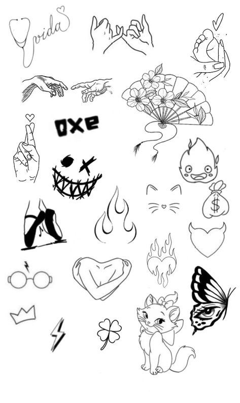 Simple Grunge Tattoos, Creepy Flash Tattoo, Vibe Tattoos, Patch Work Tattoos, Inspo Tattoo, Left Arm Tattoos, Linework Tattoo, Flash Sheets, Creepy Tattoos