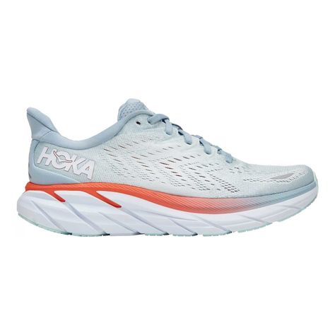 Hoka Women's Clifton 8 Blue Fog/Orange - 7730893 - Tip Top Shoes Hoka Clifton 8, Tech Watches, Blue Fog, Hoka Clifton, Walking Outfits, Track Shoes, Air Max Thea, Vans Logo, Baskets Nike