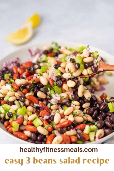 Bean Salad Dressing, Bean Salad Healthy, Vegan Bean Salad, 3 Bean Salad, Beans Salad, Sweet Dressing, Lemon And Honey, Salad With Balsamic Dressing, Three Bean Salad