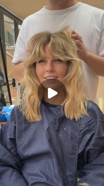 The Hair Bros on Instagram: "A beautiful soft grown out fringe. 

I think it’s fair to say that this haircut has become a bit of a trademark of ours over the years. 
Always lovely to cut another hair dressers hair. How good does @sarahgazard_colour look! ✅

Beautiful colour at Sarah’s studio by @ashcooke__hair. 

#thehairbros #fyp #fringe #hairvid #bangs" Beach Bangs Hair, Cows Lick Fringe, Textured Fringe Women, Chunky Bangs Medium Hair, Fringe Ideas For Long Hair, Low Maintenance Fringe, Farrah Faucette Hair, Side Bang Medium Length Hair, Beth Dutton Hair Bangs