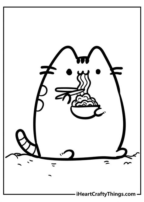 Pusheen Coloring Pages, Cat Coloring Pages, Panda Coloring Pages, Pusheen Cute, Chat Kawaii, Food Coloring Pages, Cat Printable, Cat Coloring, Pusheen Cat