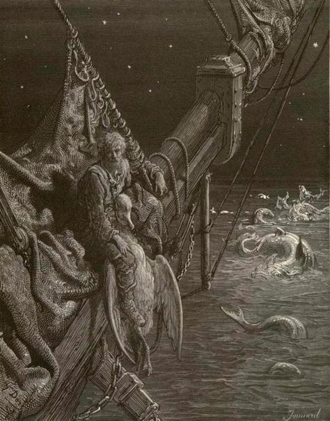 Rime Of The Ancient Mariner, The Ancient Mariner, Jungle Music, Ancient Mariner, Gustave Dore, Victorian Art, In The Ocean, Gorgeous Art, Custom Posters