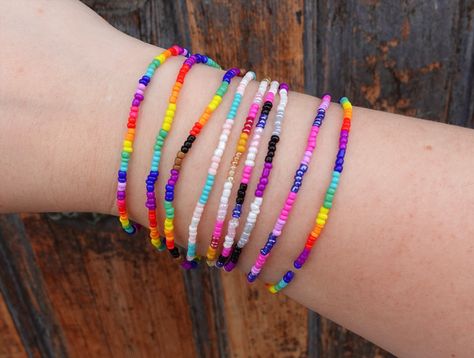 June Holidays, Minimalist Rainbow, Lgbt Ally, Accessories Colorful, Masc Outfits, Elastic Bracelets, Rainbow Jewelry, Seed Bead Bracelet, Wrist Wear