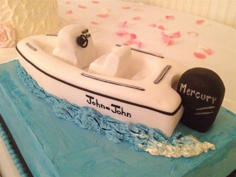 Speedboat Groom's Cake - AppleMark Boat Cakes For Men, Boat Cake, Melon Cake, Shaped Cake, Speed Boat, Cakes For Men, Grooms Cake, Watercraft, Speed Boats