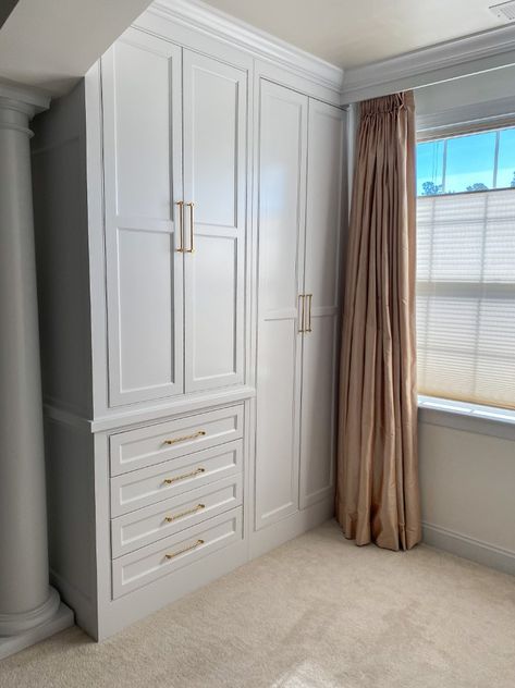 Lacking closet space and have unused space in your master bedroom? Custom built-in wardrobes could be just the solution you’re looking for! Built In Armoire Closet, Hamptons Wardrobe, Bedroom Wall Cabinets, Bedroom Redecorating, Bedroom 2023, Built In Closet, Closet Idea, Bedroom Built Ins, Bedroom Built In Wardrobe