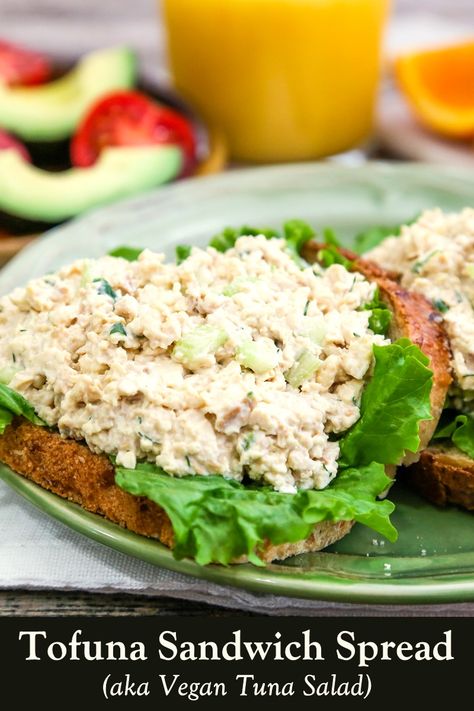 Tofu Tuna, Vegan Tuna Salad, Vegan Tuna, Tofu Sandwich, Avocado Tuna Salad, Tuna Avocado, Tuna Sandwich, Tuna Salad Recipe, Sandwich Spread