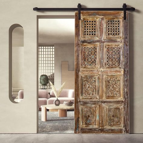 MOGULGALLERY - Etsy Brasil Custom Sliding Doors, Carved Door, Wood Barn Door, Indian Doors, Indian Interiors, Carved Furniture, Carved Doors, Antique Doors, Custom Door