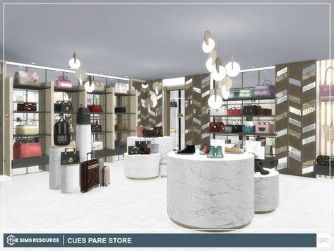 Cues Pare Store Clothing Boutique Decor, Store Mannequins, Lotes The Sims 4, Shoe Store Design, Zara Store, Sims 4 Tsr, Clothing Store Displays, Sims 4 Cc Makeup, Boutique Decor