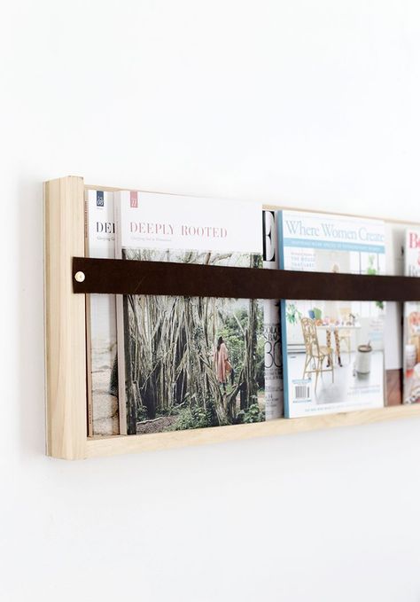 Magazine Rack Diy, Leather Magazine Rack, Diy Magazine, Design Del Prodotto, Boho Home, A Shelf, Leather Diy, Cool Rooms, Cheap Home Decor