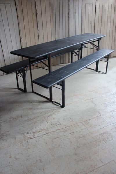 PAINTED TABLE & BENCH SET | discoverattic German Beer Festival, Beer Table, Table And Bench Set, Big Table, Beer Fest, Table Bench, Bench Set, German Beer, Bottle Shop