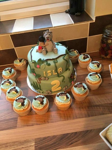 Jungle Book cake and cupcakes Jungle Book Cupcakes, Jungle Book Cake, Book Cupcakes, Book Cake, Cake And Cupcakes, 2nd Birthday, Cupcake Cakes, Cake, Birthday