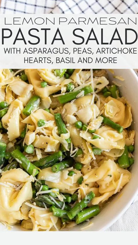 Cheese Tortellini Pasta Salad, Pasta Salad With Asparagus, Cheese Tortellini Pasta, Artichoke Pasta Salad, Tortellini Pasta Salad Recipes, Spring Pasta Salad, Italian Tortellini, Asparagus Pasta Salad, Salad With Asparagus