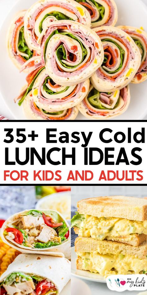 These easy cold lunch ideas are perfect for both kids and adults. Pack these delicious recipes in your lunchbox for school or work, for your next picnic, for a potluck lunch or just make to enjoy at home! Picnic Lunches For Adults, Teenage Lunches Ideas, Easy Lunch Ideas For Teens At Home, Easy Cold Lunch Ideas, Easy And Healthy Lunch Ideas, Cold Lunch Ideas For Kids, Lunchbox For School, Cold School Lunches, Mom Lunch