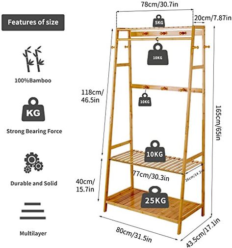 unho Bamboo Garment Rack Large Clothes Rack Coat Stand Heavy Duty Clothes Hanging Rack with 3 Tier Storage Shelves 10 Hooks for Clothes Shoes Hats Bags in Entryway, Bedroom, Living Room, Guest Room : Amazon.co.uk: Home & Kitchen Messy Closet, Bamboo Clothes, Heavy Duty Clothes Rack, Clothes Hanging, Shoe Storage Shelf, Wood Clothes, Coat Stand, Clothes Stand, Clothes Hooks