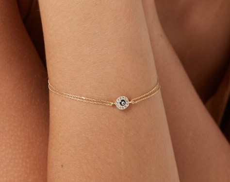 14K Solid Yellow Gold Evil Eye Bracelet, Dainty Evil Eye Bracelet, Minimalist Evil Eye Bracelet ,Protection Jewelry, Round Evil Eye Bracelet Gold Chocker Necklace, Evil Eye Bracelet Gold, Gold Evil Eye Bracelet, Dream Accessories, Round Evil Eye, Delicate Gold Bracelet, Classy Minimalist, Gold Bracelet Simple, Fancy Jewelry Necklace