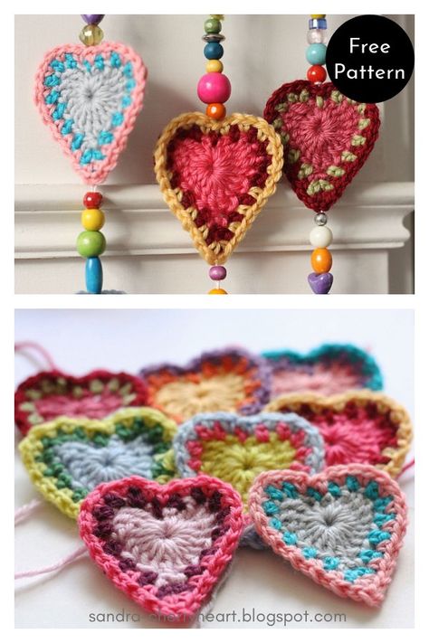 10 Heart Free Crochet Patterns You'll Love - Page 3 of 3 Crocheted Hearts, Crochet Valentine Patterns, Crochet Wall Art, Crochet Garland, Crochet Heart Pattern, Valentines Patterns, Crochet Wall Hangings, Yarn Craft, Valentines Crochet