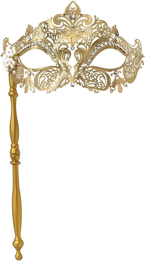 Amazon.com: WILOVCOS Venetian Masks for Womens,Masquerade Mask with Stick,Mardi Gras Cosplay Party Mask (G-gold) : Clothing, Shoes & Jewelry Masquerade Mask With Stick, Gold Masquerade Mask, Gold Clothing, Party Mask, Gold Mask, Venetian Masks, Masquerade Mask, Mask Party, Mardi Gras