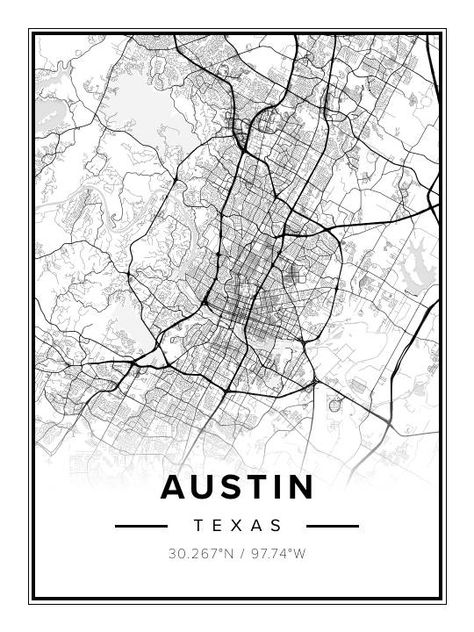 Austin Map, Texas Map, Etsy Ideas, Personalized Map, Street Map, Custom Map, Map Poster, Austin Texas, Design Your Own