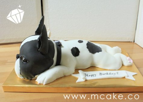 French Bulldog Cake Frenchie Cake Ideas, Frenchie Cake, French Bulldog Cake, Boston Terrier Cake, Black Frenchies, Dogs Cake, Bulldog Cake, Bulldog French, Cupcakes Decorados